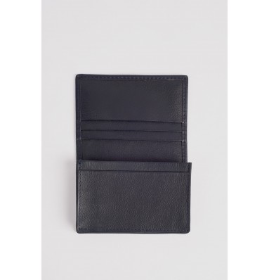 Blue Leather Card Holder Wallet