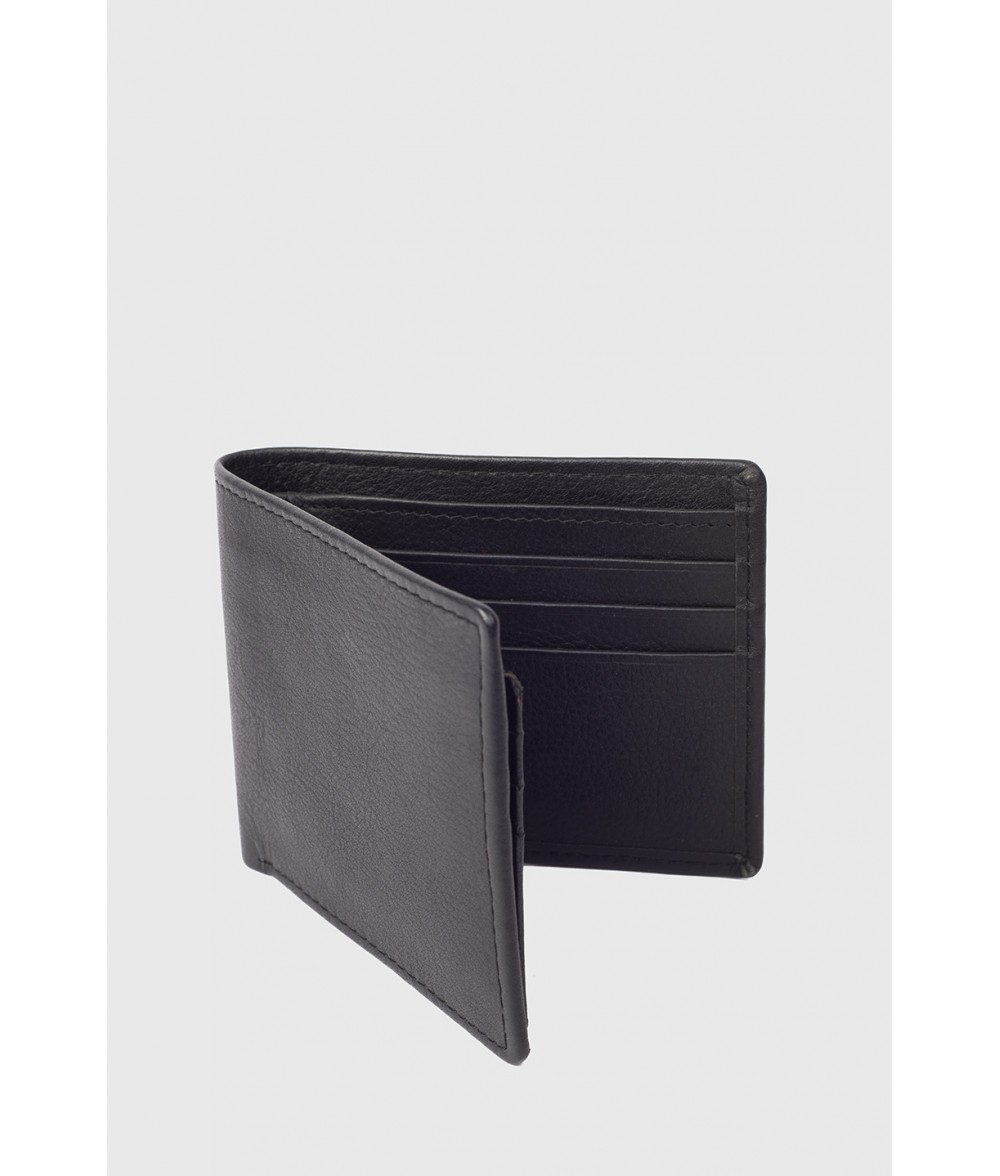 Borris Black Bifold Leather Wallet