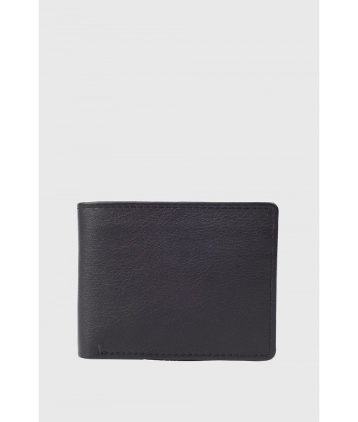 Borris Black Bifold Leather Wallet