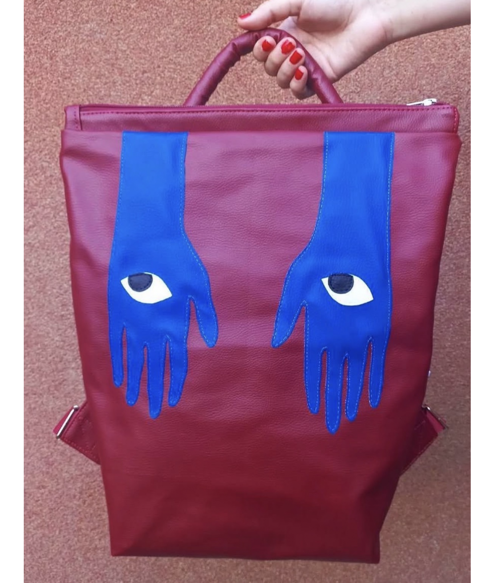 Custom Red Leather Backpack