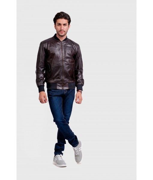 Carlos Brown Leather Bomber Jacket