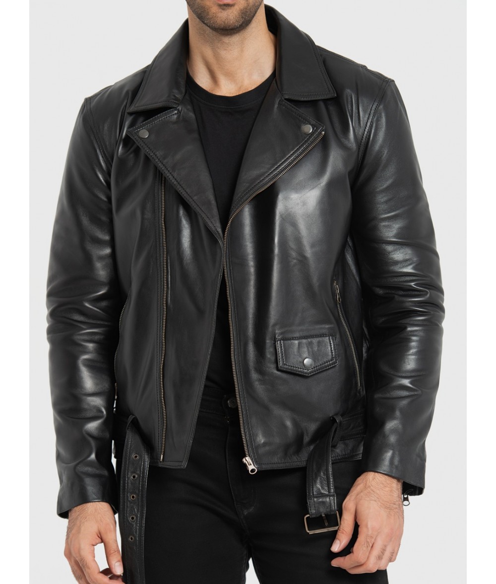 Challenger Black Leather Biker Jacket
