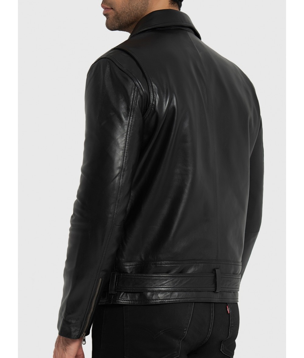 Challenger Black Leather Biker Jacket