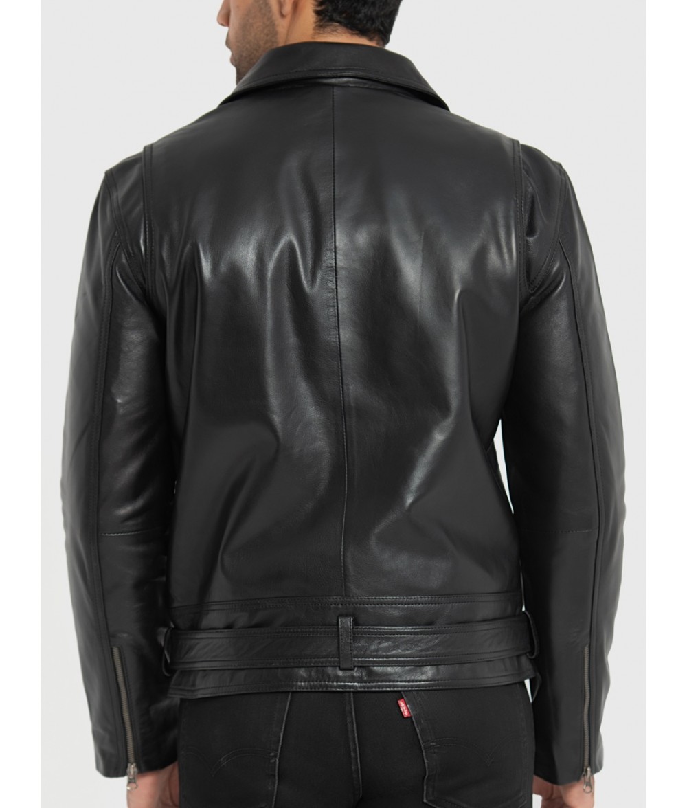 Challenger Black Leather Biker Jacket