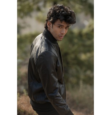 Chris Black Leather Bomber Jacket