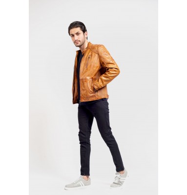 Colbert Rugged Brown Leather Jacket