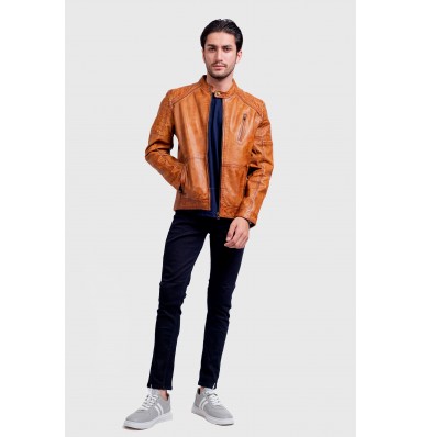 Colbert Rugged Brown Leather Jacket