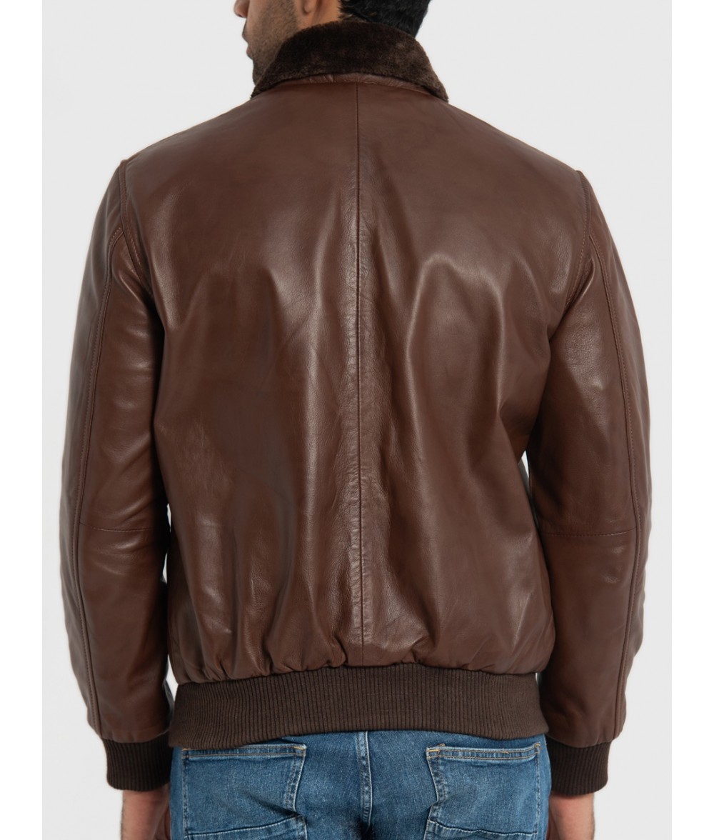 Douglas Oak Brown Leather Bomber Jacket