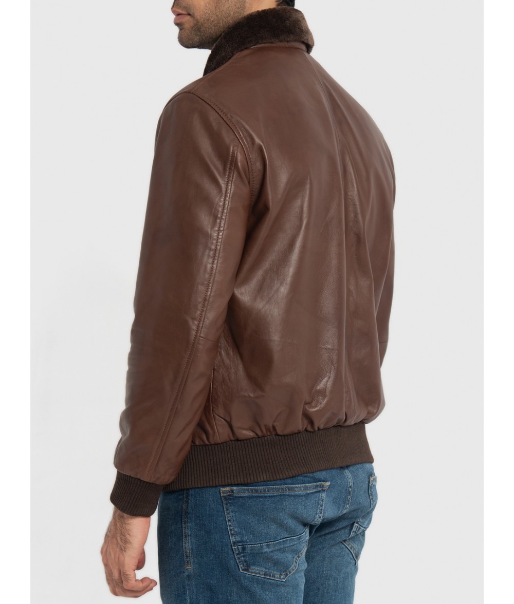 Douglas Oak Brown Leather Bomber Jacket