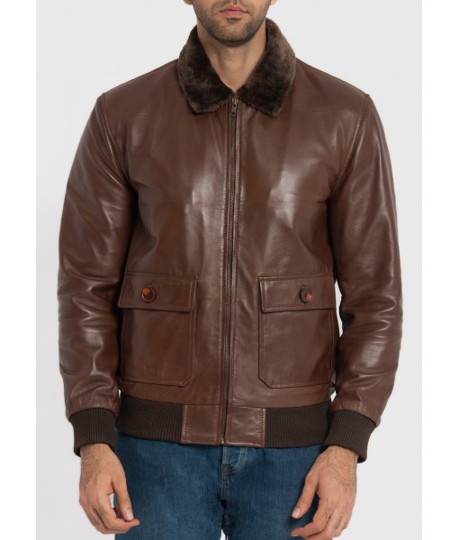 Douglas Oak Brown Leather Bomber Jacket