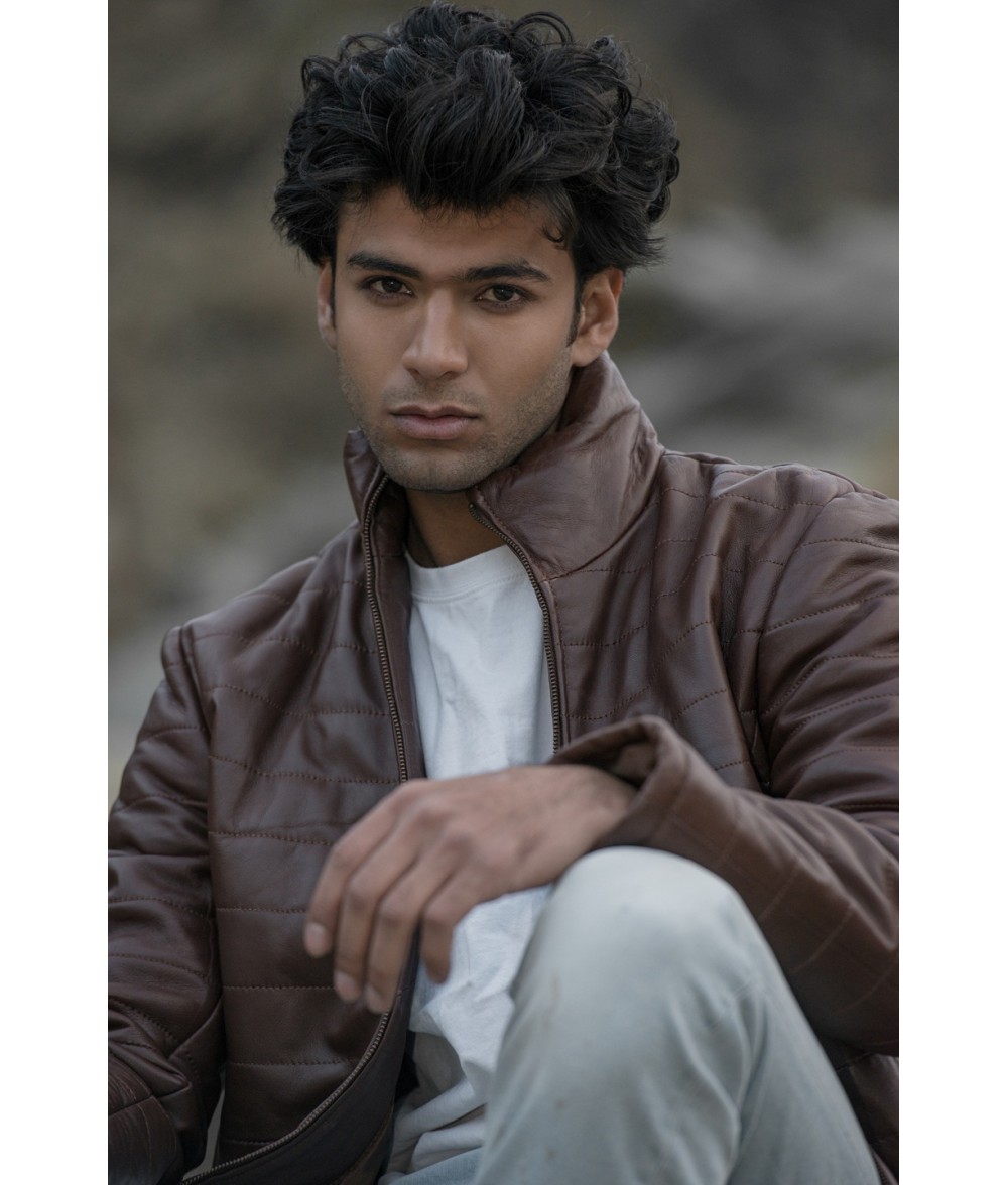 Haydos Oak Brown Leather Puffer Jacket