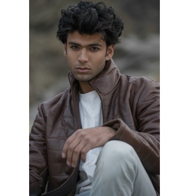 Haydos Oak Brown Leather Puffer Jacket