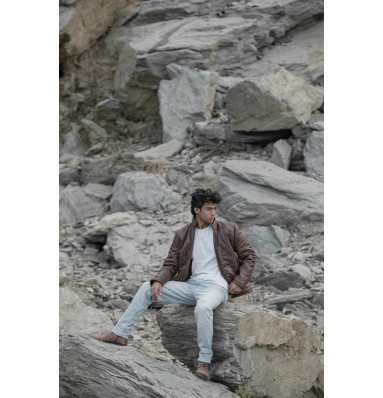 Haydos Oak Brown Leather Puffer Jacket