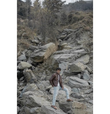 Haydos Oak Brown Leather Puffer Jacket