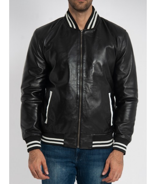 Johnny Black Leather Varsity Jacket