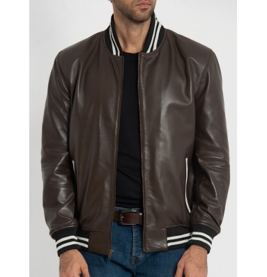 Johnny Brown Leather Varsity Jacket