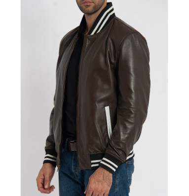 Johnny Brown Leather Varsity Jacket