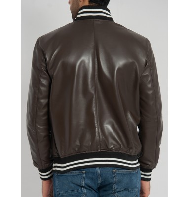 Johnny Brown Leather Varsity Jacket