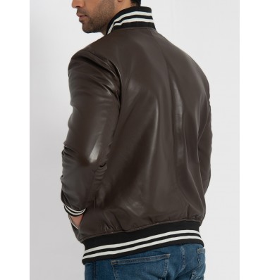 Johnny Brown Leather Varsity Jacket