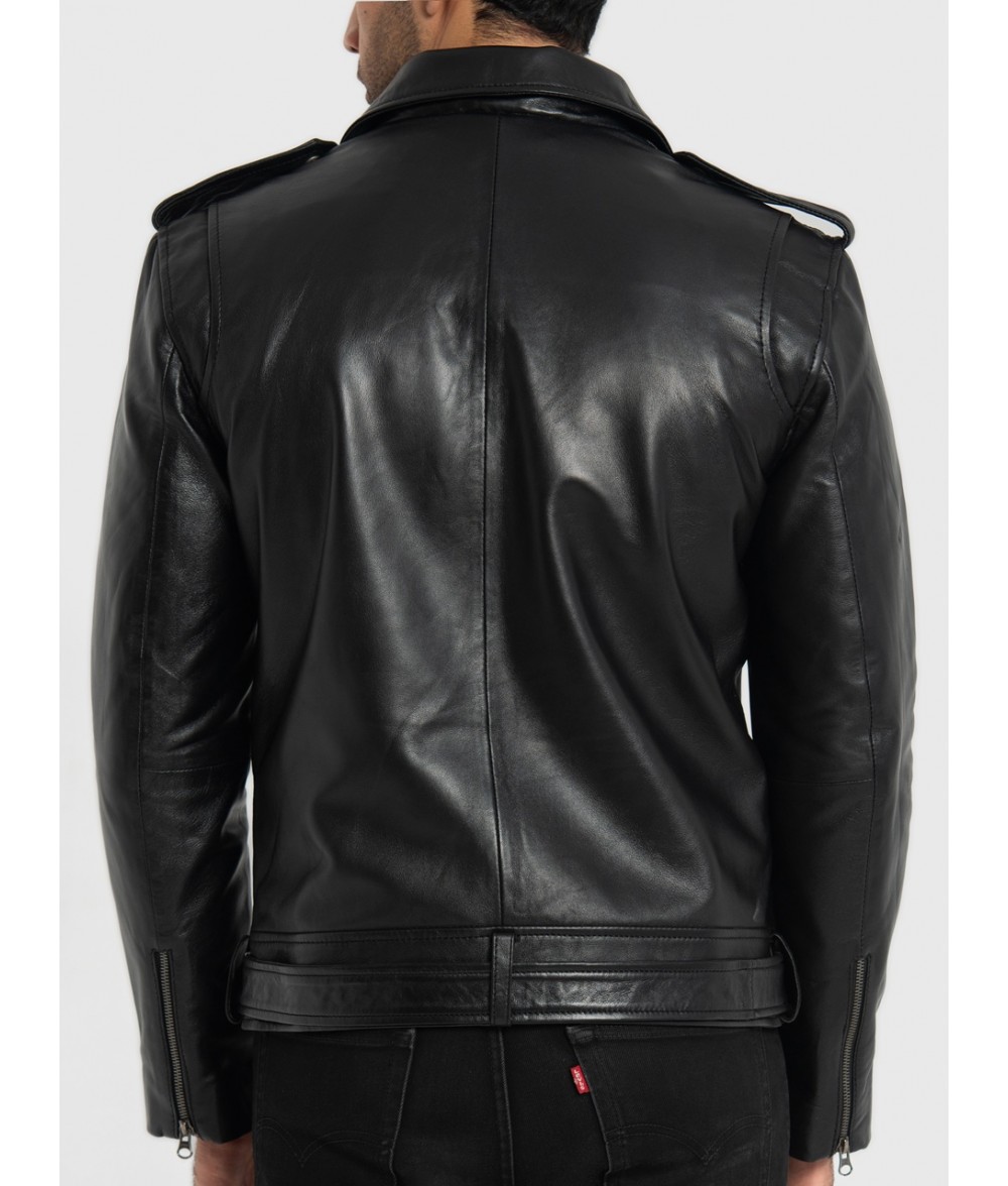 Max Black Leather Biker Jacket