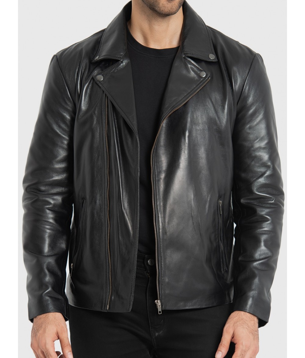 Mike Black Leather Biker Jacket