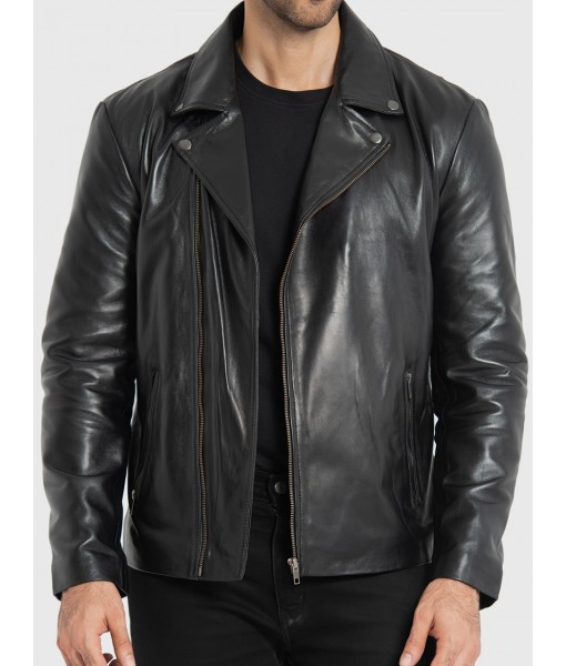 Mike Black Leather Biker Jacket