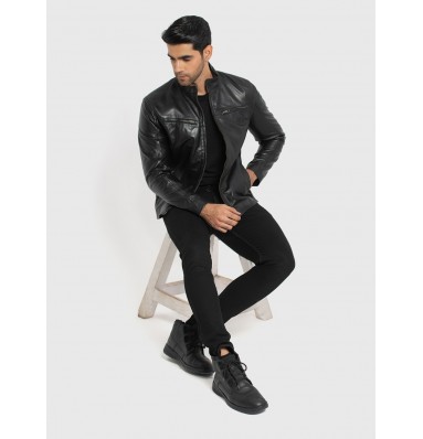 Mitch Black Leather Biker Jacket