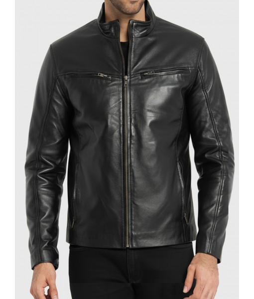Mitch Black Leather Biker Jacket