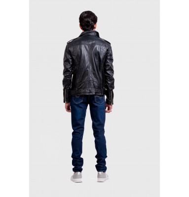 Richie Black Leather Biker Jacket