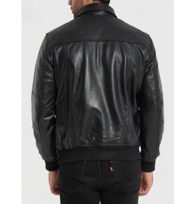 Sherwin Black Leather Bomber Jacket