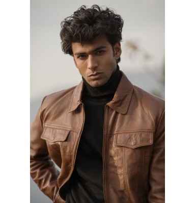 Vince Cognac Brown Leather Jacket