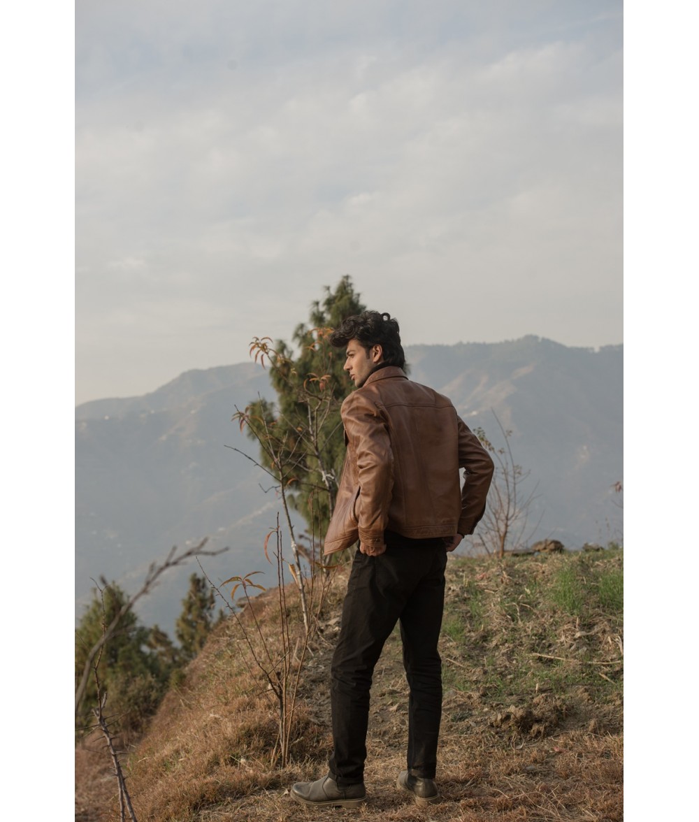 Vince Cognac Brown Leather Jacket