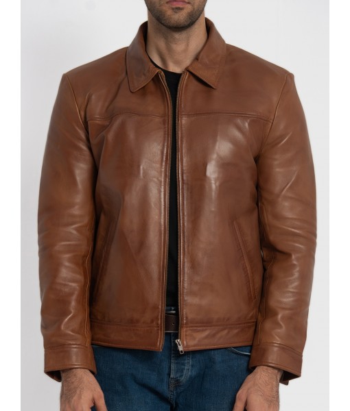 Willis Cognac Brown Leather Jacket