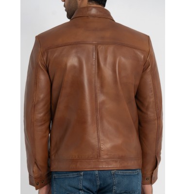 Willis Cognac Brown Leather Jacket