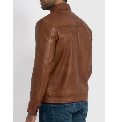 Willis Cognac Brown Leather Jacket