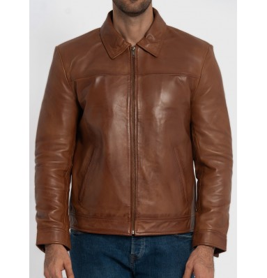 Willis Cognac Brown Leather Jacket