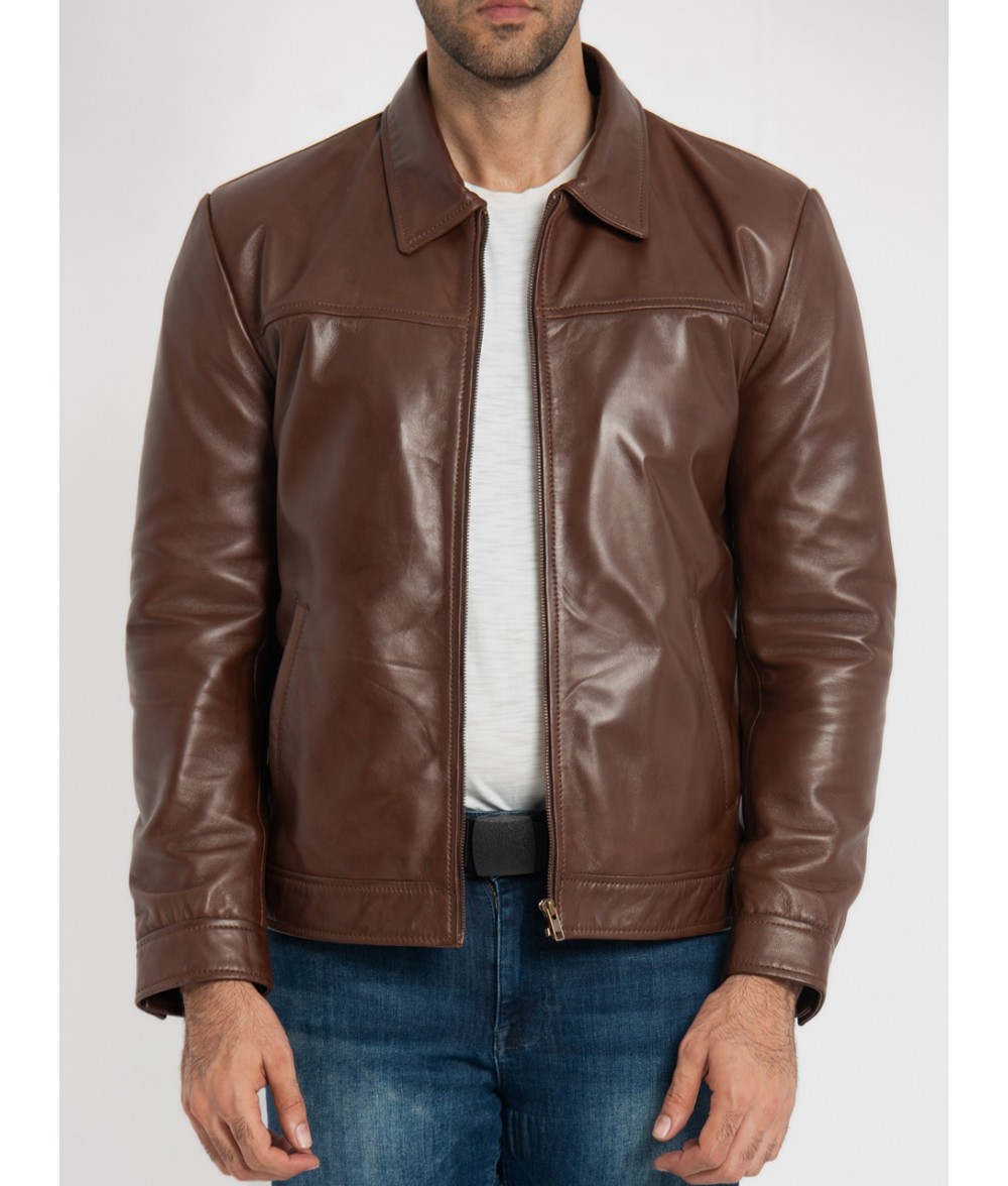 Willis Oak Brown Leather Jacket