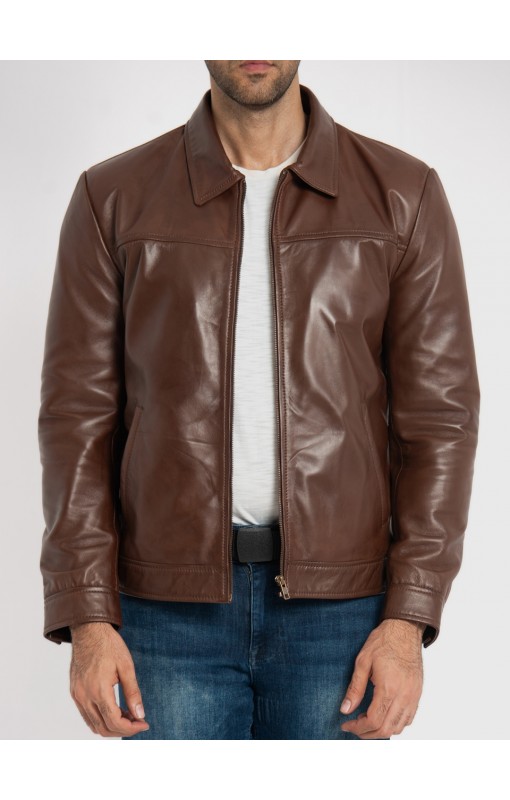 Willis Oak Brown Leather Jacket