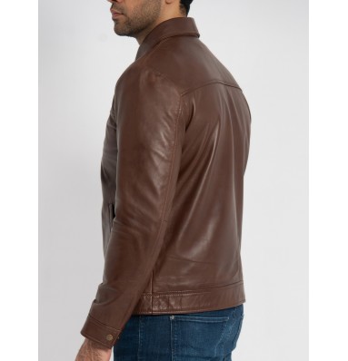 Willis Oak Brown Leather Jacket