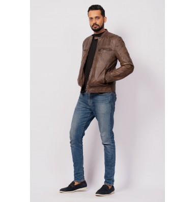 Kurt Distressed Brown Leather Jacket