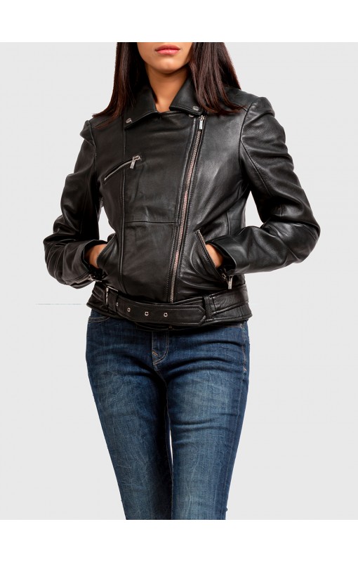 Black Leather Biker Jacket Ladies