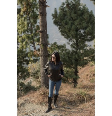 Reese Black Leather Bomber Jacket