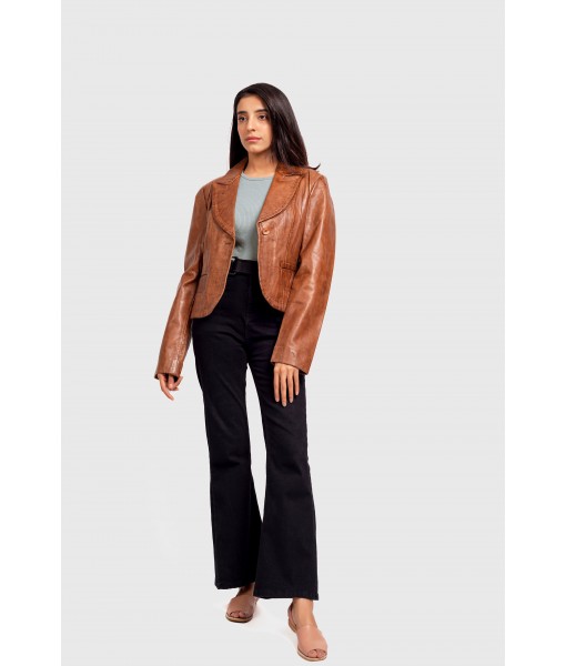 Sienna Ladies Brown Leather Coat 