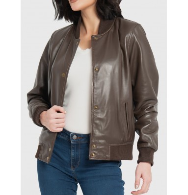 Trisha Brown Leather Bomber Jacket