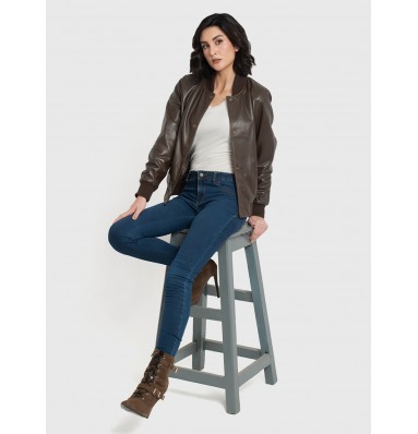 Trisha Brown Leather Bomber Jacket