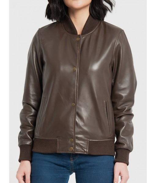 Trisha Brown Leather Bomber Jacket