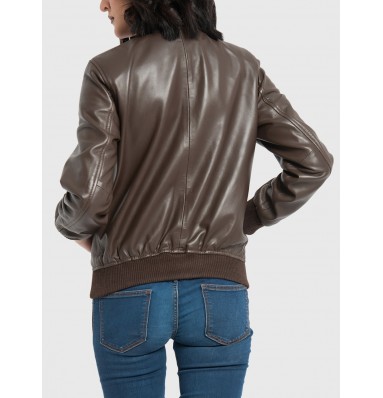 Trisha Brown Leather Bomber Jacket
