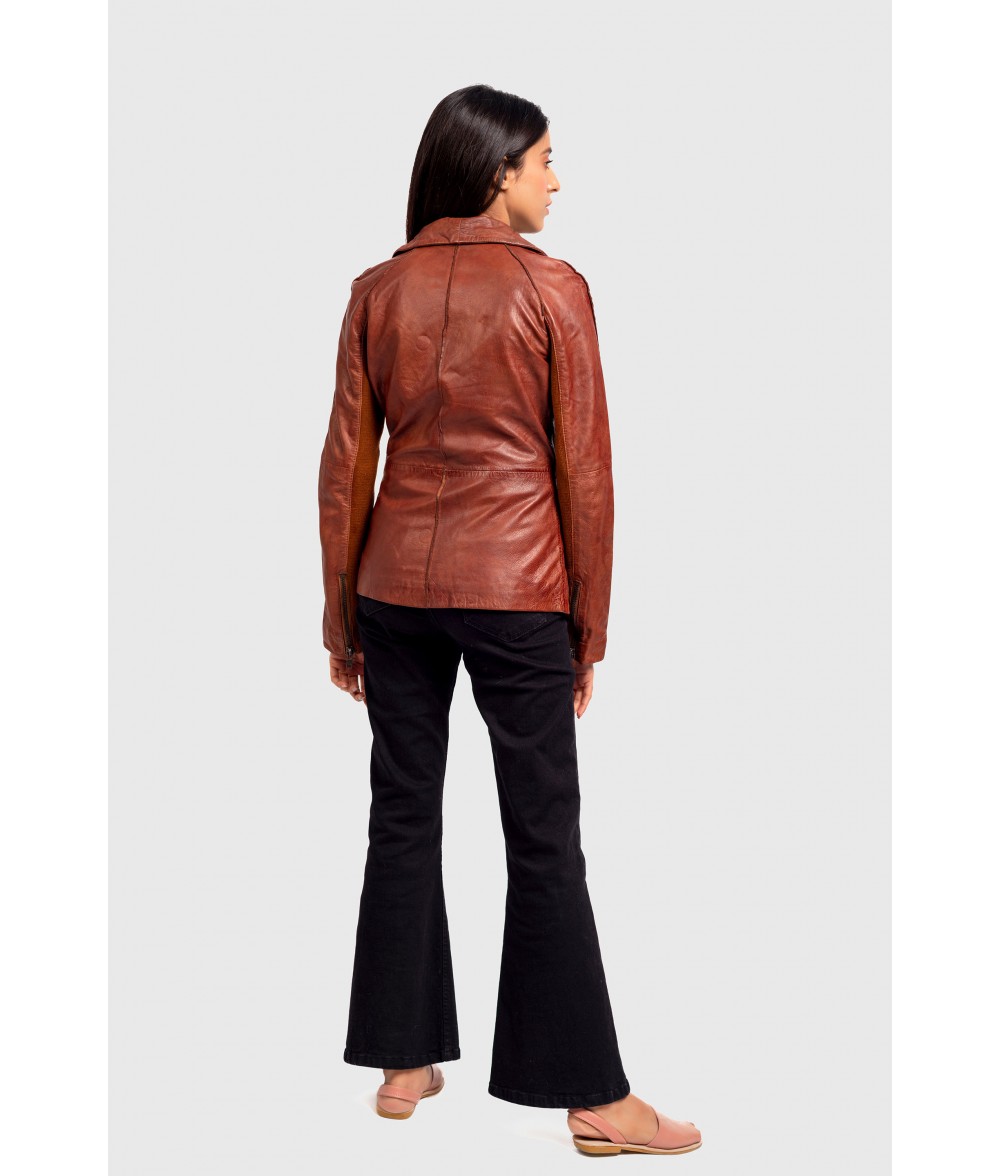 Wilma Distressed Brown Leather Coat