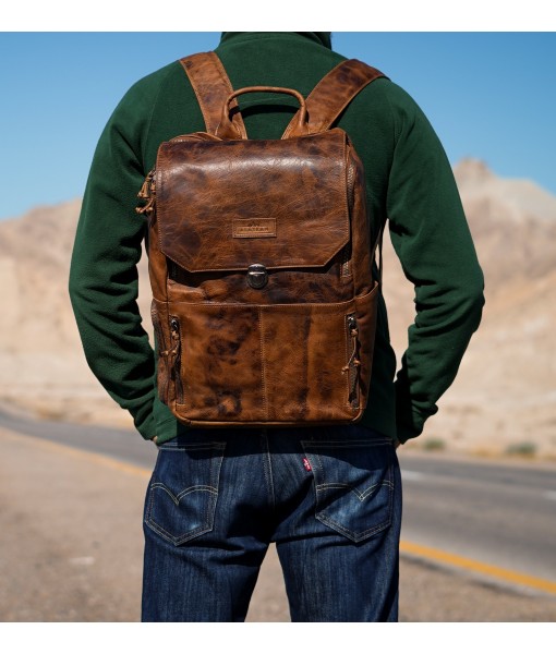 old school leather backpack