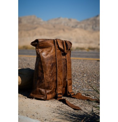 Alzarro Vintage Leather Rolltop Backpack